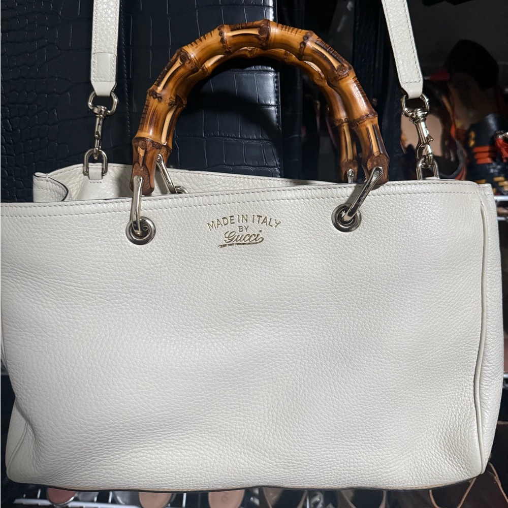 Gucci Shopper with Bamboo Handles - Ecru/ Cream